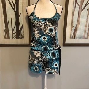 Blue and Black Halter Dress Medium